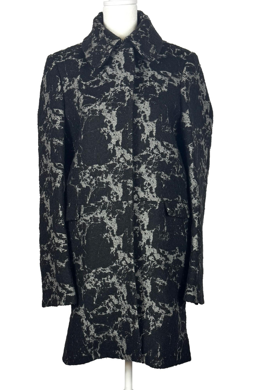 Y2K Balenciaga Black and Grey Marbled Silk & Mohair Coat