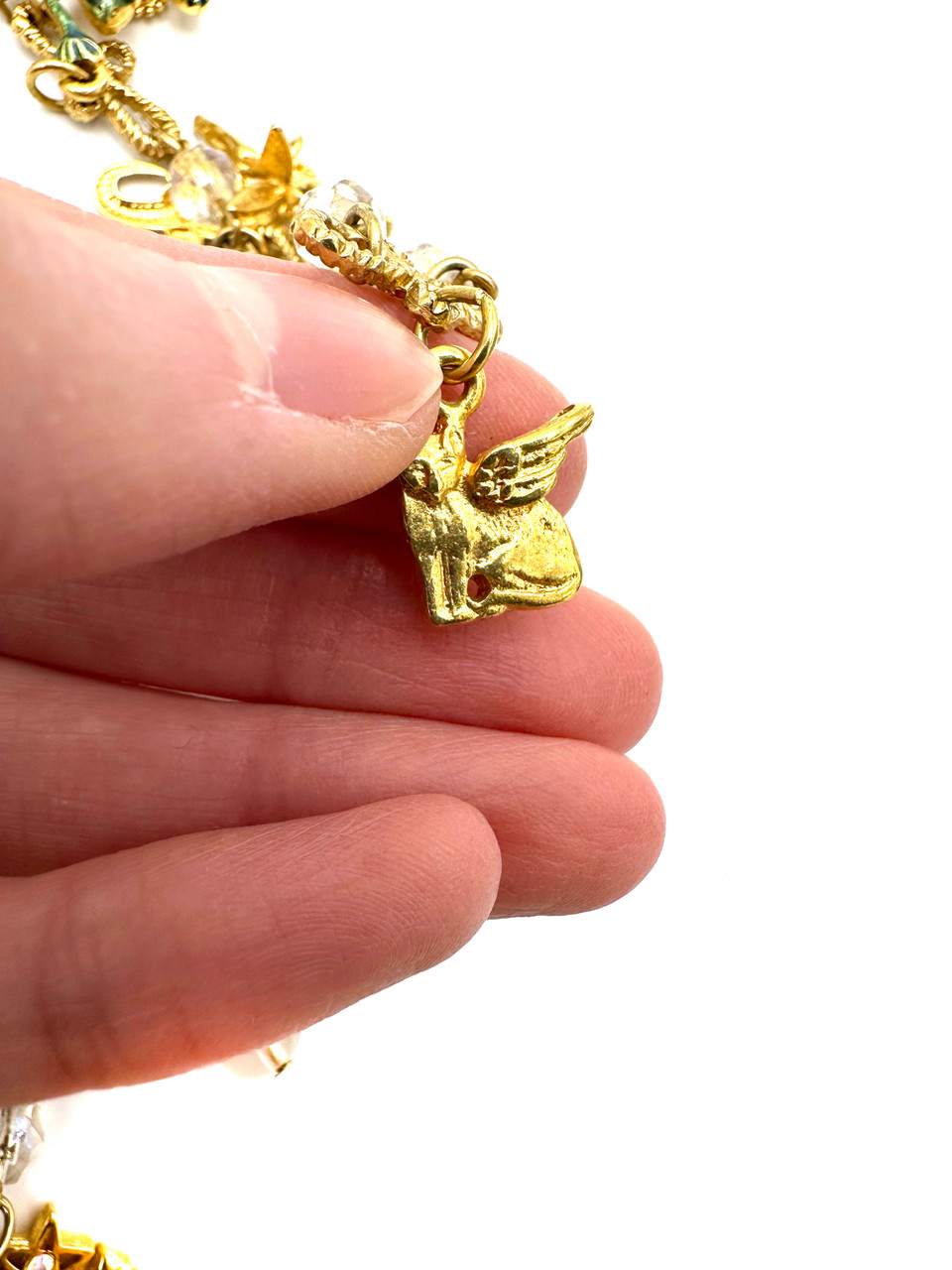 1990s Kirks Folly Charm Fairy Core Dream Chain Link Necklace And