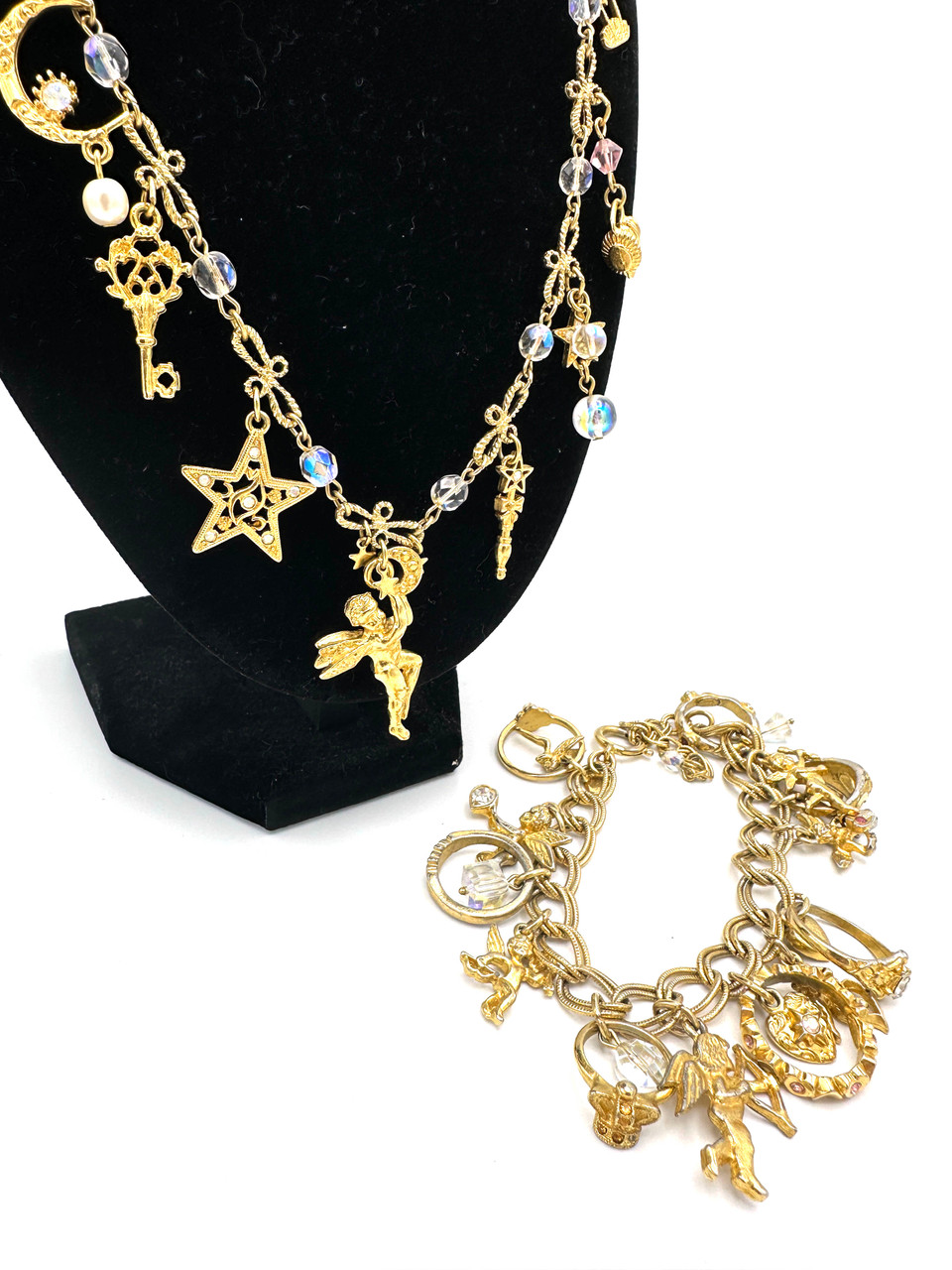 1990s Kirks Folly Charm Fairy Core Dream Chain Link Necklace And