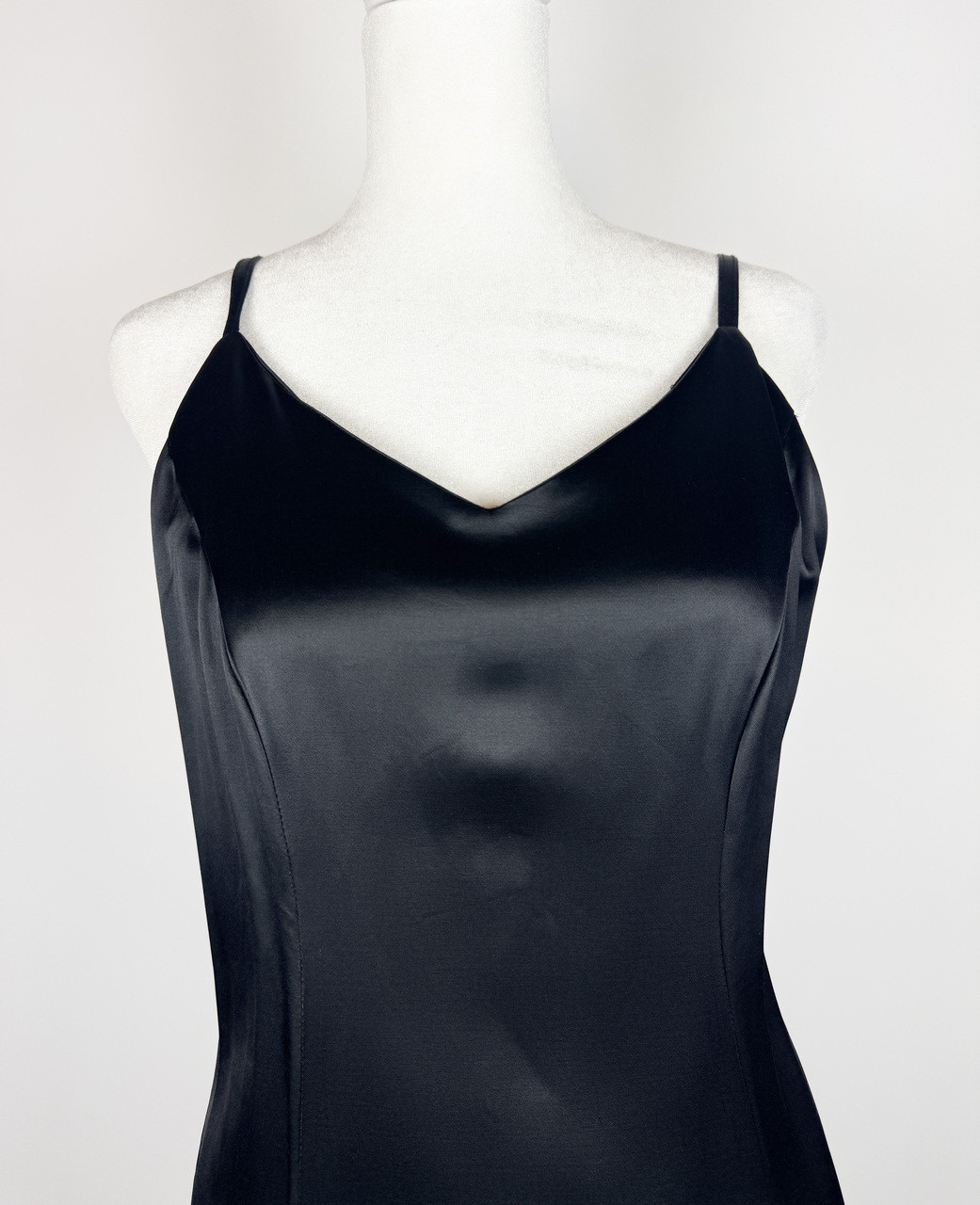 1990s Betsey Johnson Black Satin Mini Dress