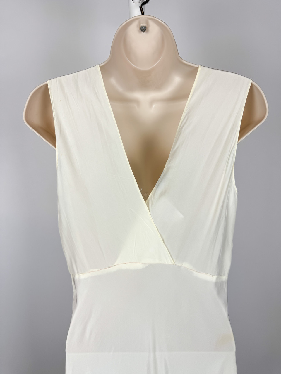 white bias cut slip dress Off-white Bias Cut Maxi Dress - Pure 100% Silk Charmeuse