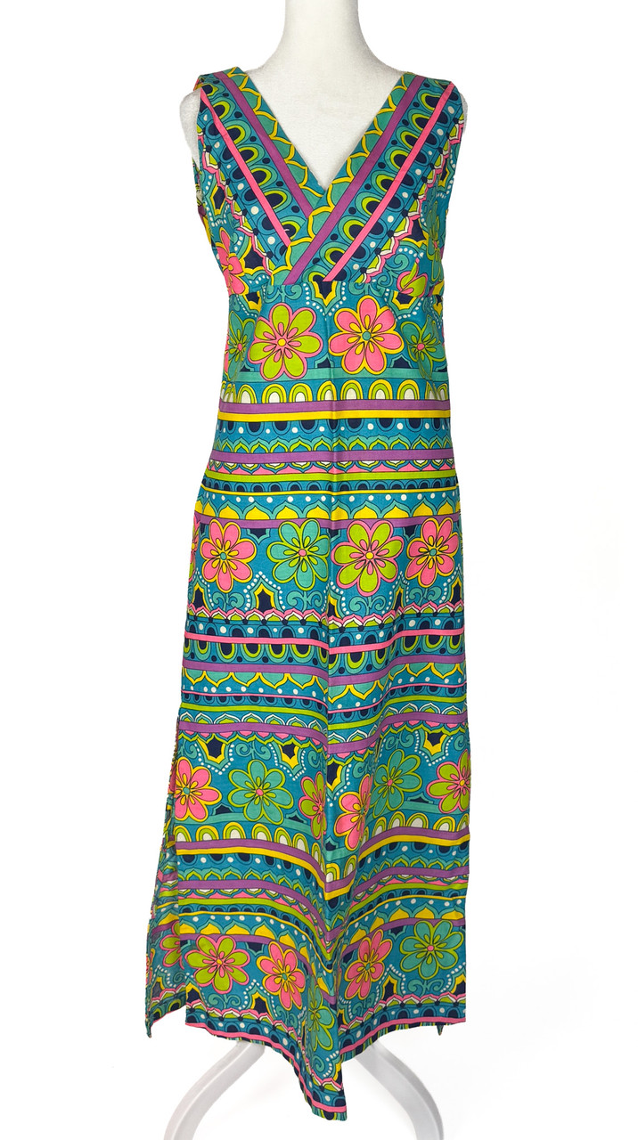 bright print maxi dress Renesmee Yellow Floral Print Satin Maxi Dress - US 14