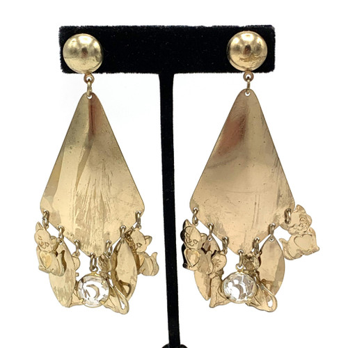 1970s-80s Metal Cat Charm Earrings 1970s-80s Metal Cat Charm Earrings