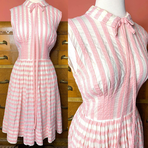 1950s Suzy Perette Pink Gingham Dress