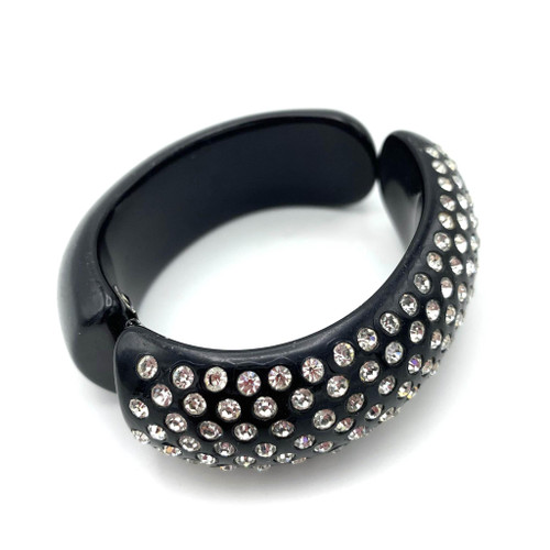 1940s Rhinestone Black Bakelite Bangle 1940s Rhinestone Black Bakelite Bangle