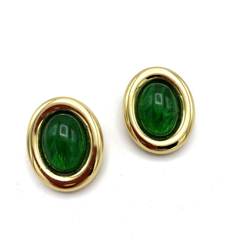 1980s CHRISTIAN DIOR Gripoix Glass Clip On Earrings 1980s CHRISTIAN DIOR Gripoix Glass Clip On Earrings
