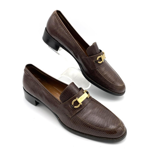 1990s SALVATORE FERRAGAMO Brown Leather Boat Shoes 1990s SALVATORE FERRAGAMO Brown Leather Boat Shoes