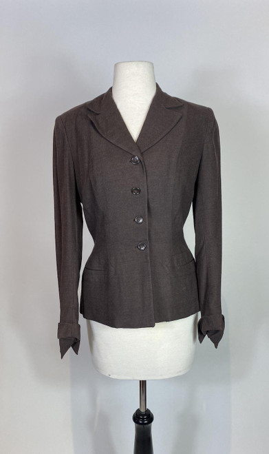 1950s Brown Cotton Button Up Blazer