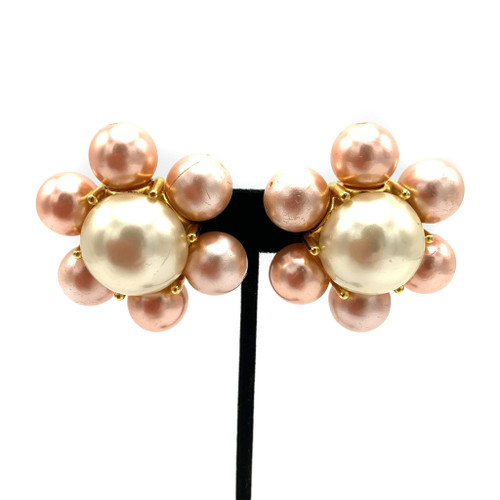 1990s BEN AMUN Jumbo Glass Flower Clip On Earrings 1990s BEN AMUN Jumbo Glass Flower Clip On Earrings
