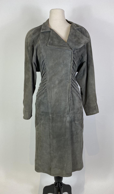 1980s Suede Leather Moto Style Dolman Sleeve Dress