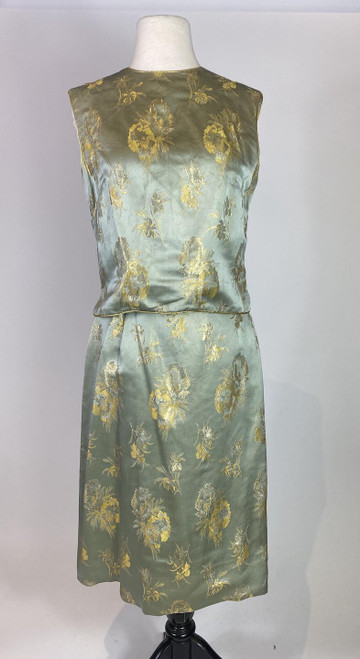 1960s Petite Sophisticates Floral Gold Jacquard 2 pc. Set