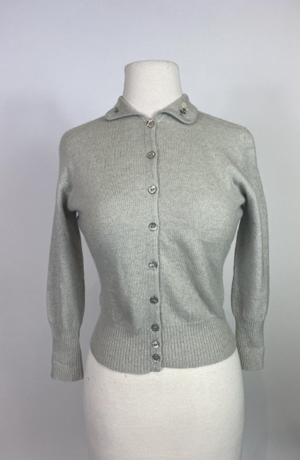 1950s Braemar Grey Cashmere Cardigan Sweater