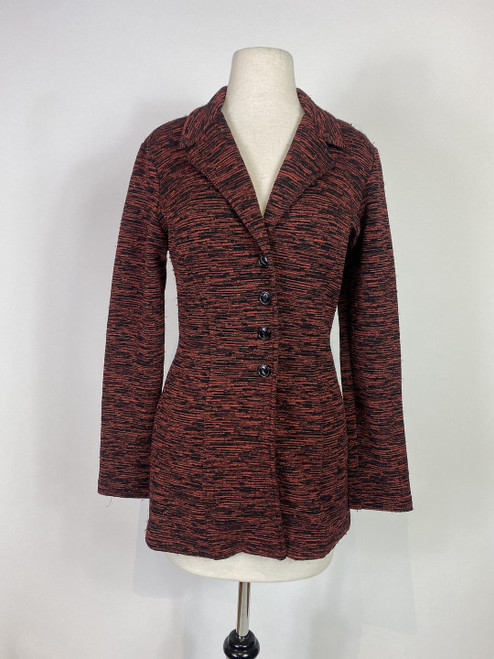 1990s Betsey Johnson Red and Black Knit Jacket