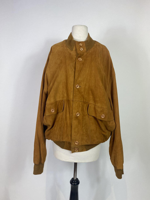 1970s - 1980s Italian Tan Suede Leather Bomber Jacket