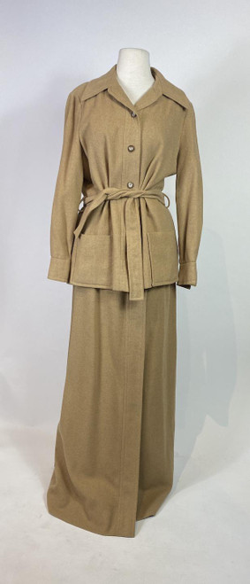 1970s Dalton Camel Hair Wrap Skirt and Jacket Two Piece Set