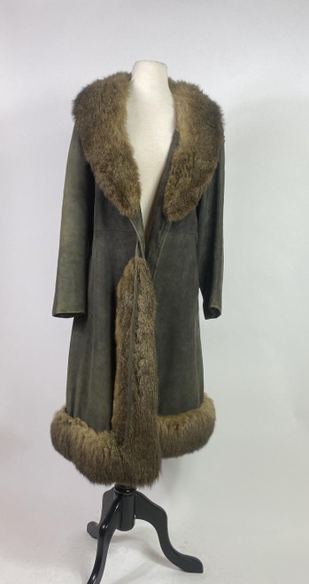 1970s Penny Lane Suede Leather Jacket with Coyote Fur Trim