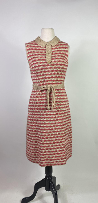 1960s Hand Crochet Striped Shift Dress