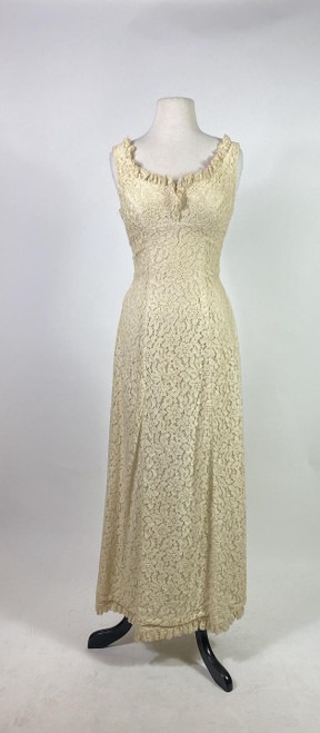 1960s Leeline Cream Lace Maxi Dress / Gown