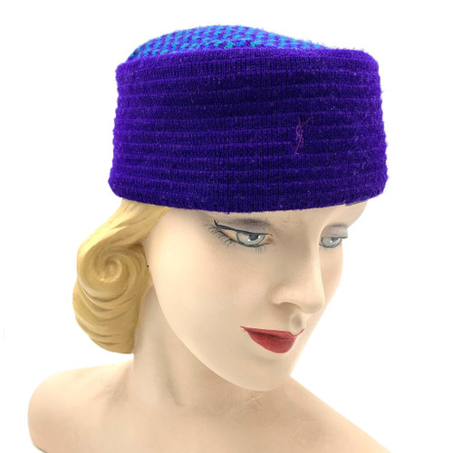 1980s - 90s YVES SAINT LAURENT Checkered Top Knit Hat