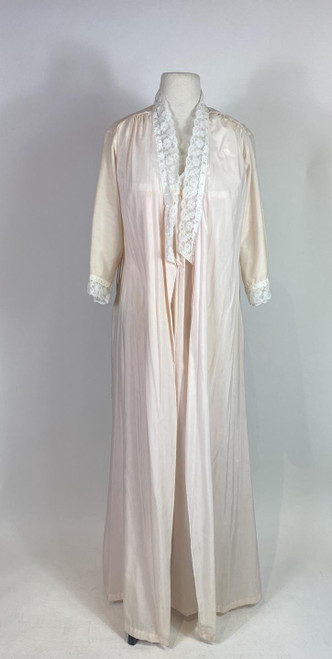 1970s - 1980s Christian Dior Two Piece Slip Dress and Robe Set Pink Lace Deadstock NWT