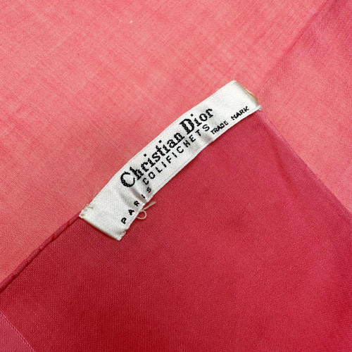 1950s CHRISTIAN DIOR Rare Colifichets Hot Pink Cotton Scarf