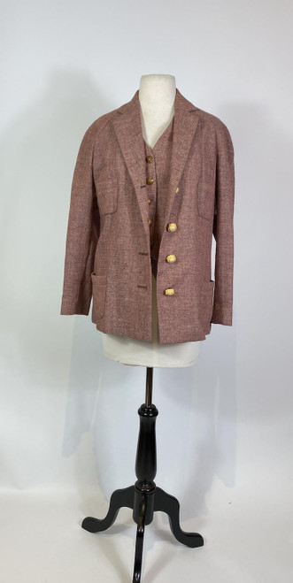 1920s Red Wool Tweed Jacket and Vest Two Piece Set - Paper Doll