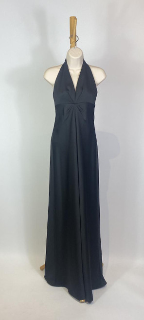 1990s - Y2K Laundry by Shelli Segal Black Satin Halter Gown