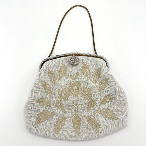 Vintage Gold Beaded Purse 1940s 50s Evening Handbag 