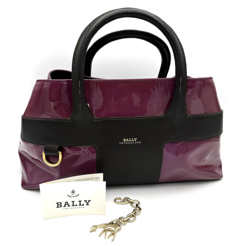 Y2K BALLY Switzerland Purple And Black Patent Leather Handbag