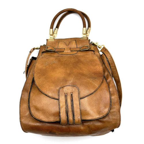 1970s Tom Sal Sep Italy Brown Leather Top Handle And Shoulder Bag