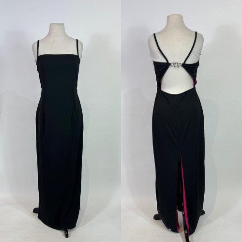 1990s - Y2K Fredericks of Hollywood Black Heart Cut-out Maxi Dress