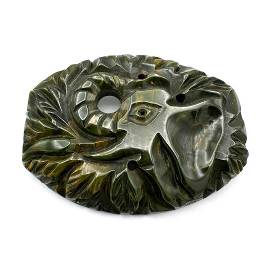 1920s - 30s Green Bakelite Jumbo Carved Elephant Portrait Brooch