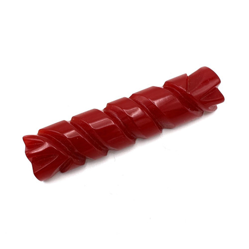 1920s- 30s Cherry Red Bakelite Twist Bar Brooch