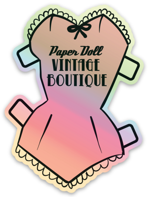 Holographic Paper Doll Vintage Boutique Sticker