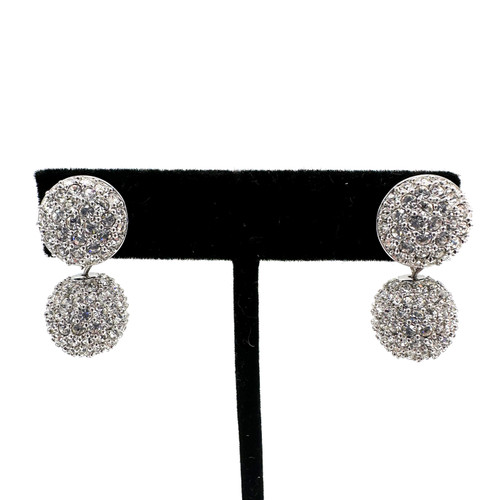 1990s Swarovski Crystal Orb Hanging Pierced Earrings