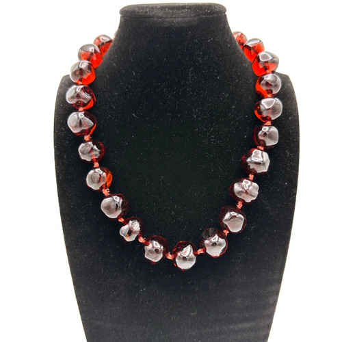 1990s GIVENCHY Clear Crystal Beaded Glass Necklace