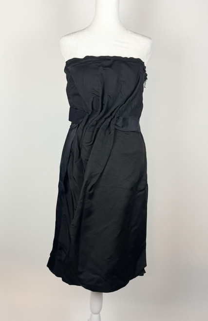 Y2K Lanvin Black Silk Satin Strapless Cocktail Dress