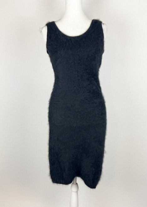 1990s Esprit Black Fuzzy Angora Mini Dress