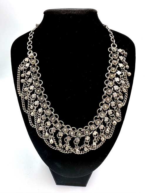 1970s Silver Tone Chain Link Festoon Style Necklace