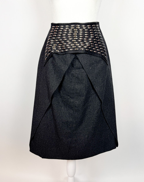 1980s Saks Fifth Avenue Black Leather Maxi Skirt