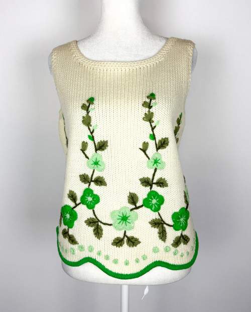 1960s 1970s Evan Picone Floral Print Knit Tank Top