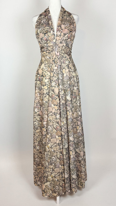 1970s Novelty Pebble Print Maxi Dress
