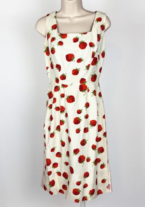 1950s Strawberry Novelty Print Cotton Dress