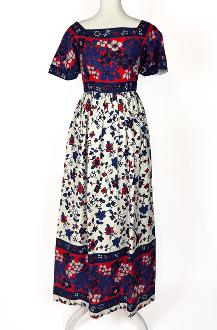 1960s - 1970s Anne Fogarty Mulicolor Floral Gown
