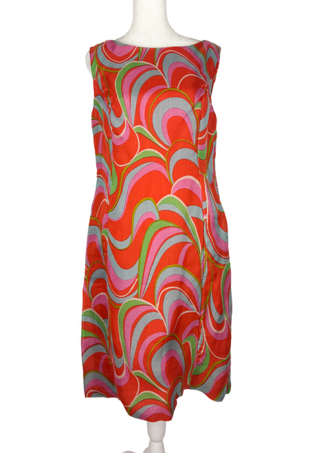 1960s Multicolor Psychedelic Silk Mini Dress