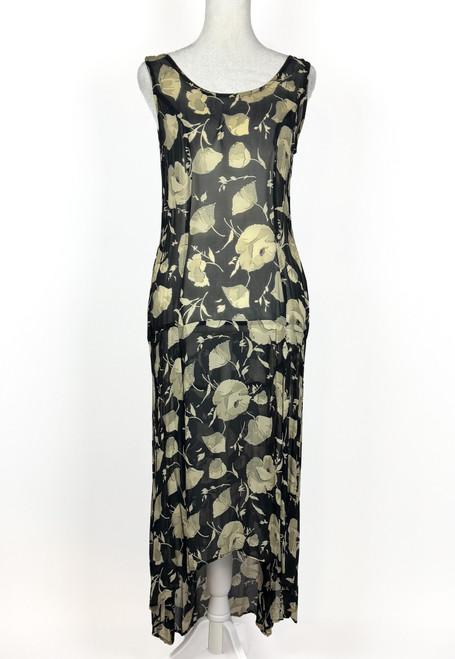 1990s Betsey Johnson Floral Print Sheer Maxi Dress