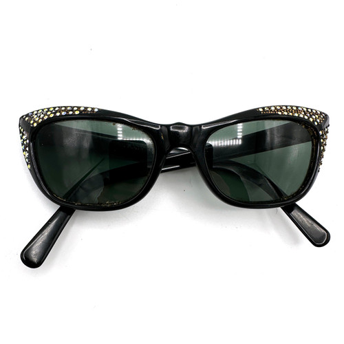 1950s Celluloid Made In France Rhinestone Cat Eye Sunglasses