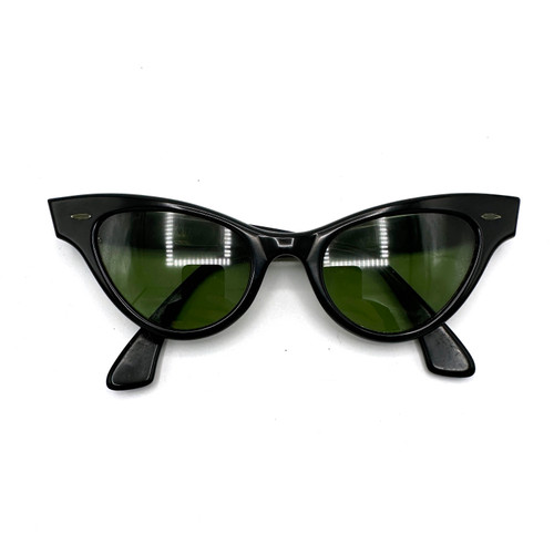 1950s RARE Original Ray-Ban Bausch and Lomb Green Lens Cat Eye Sunglasses