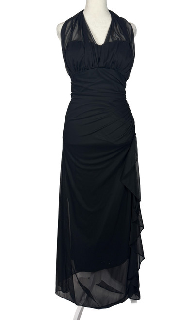 Y2K Black Mesh Ruched Gown