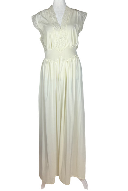 1960s White Lace Maxi Slip Dress